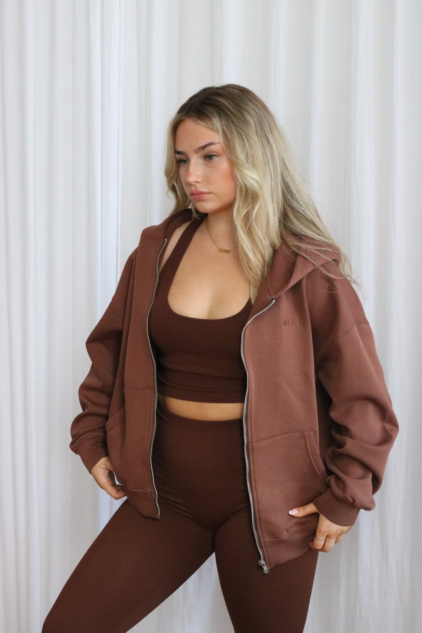 Oversized Zip Hoodie  - Hot Chocolate