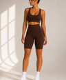 SCULPTFIT™ LONGLINE SHORTS | HOT CHOCOLATE