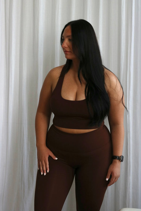 SCULPTFIT™ LONGLINE BRA TOP | HOT CHOCOLATE
