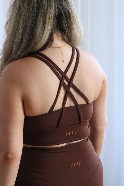 SCULPTFIT™ LONGLINE BRA TOP | HOT CHOCOLATE