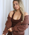 Oversized Zip Hoodie in Hot Chocolate styled as casual streetwear