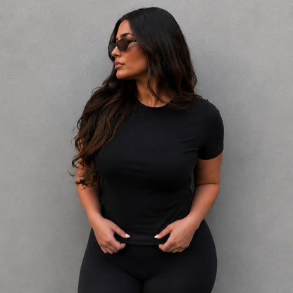 SCULPTFIT™ SHORT SLEEVE TOP | ESPRESSO