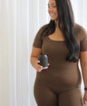 Brown second skin unitard with flattering fit, KIJN activewear